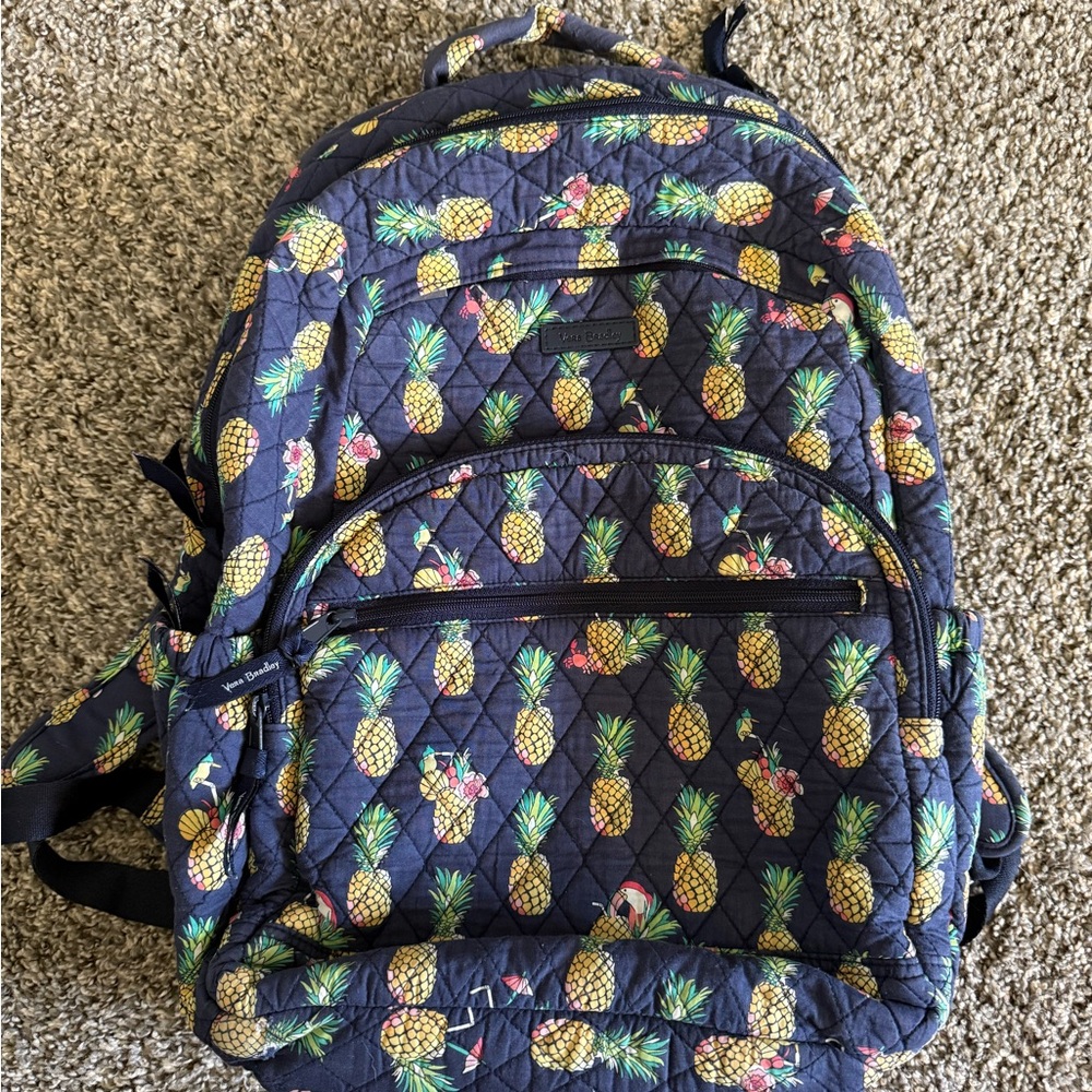 Vera Bradley Navy Pineapple Quilted Backpack